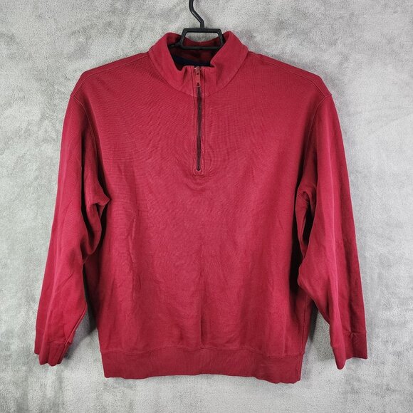 Mens Red Roundtree & Yorke Pullover Sweatshirt 1/2 Zip Long Sleeve Size 2XT - Picture 2 of 10